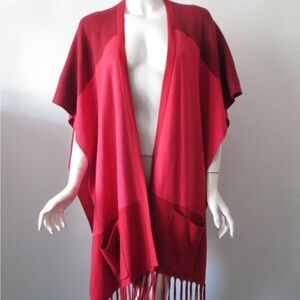 CAbi Style 3841 | Red Fringe Poncho | Size M/L